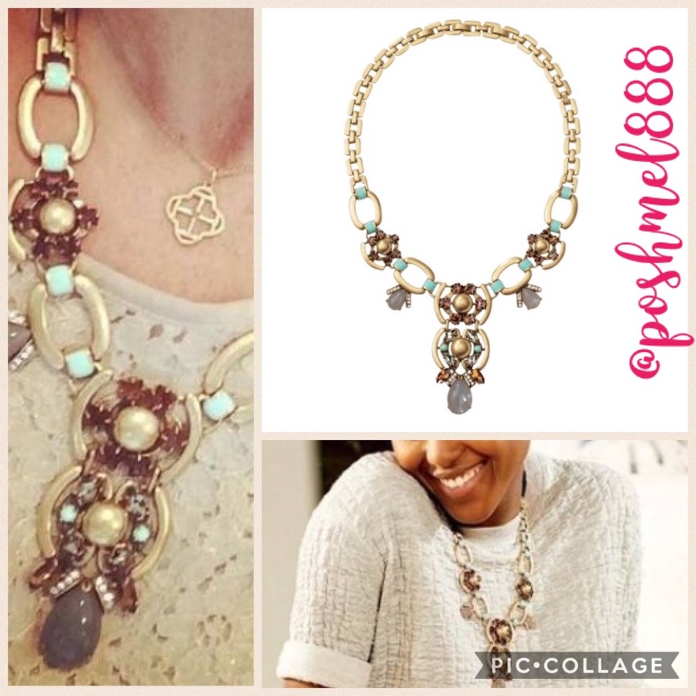 Stella & Dot | Mint/Cognac/Gray Gold Livvy NEW Statement Necklace - Picture 9 of 16
